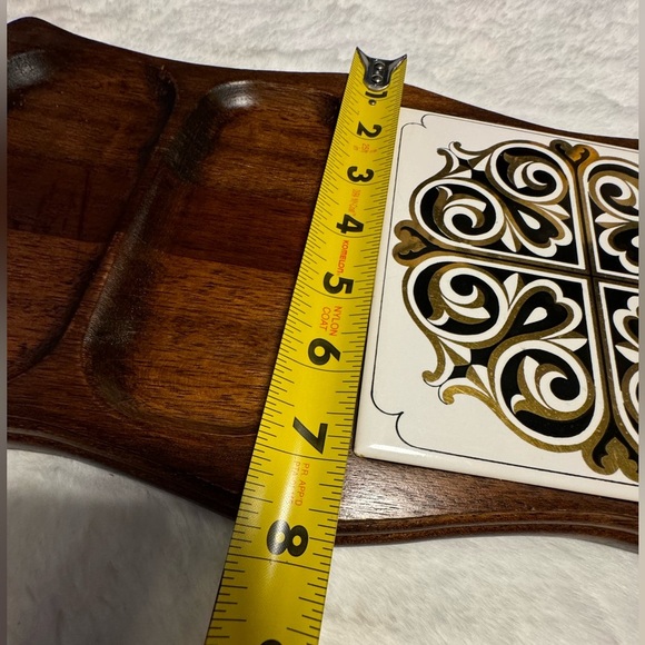 Vintage Himark Wooden MCM Cheese Tray Charcuterie Board Ceramic Tile w/Handles - Picture 2 of 16